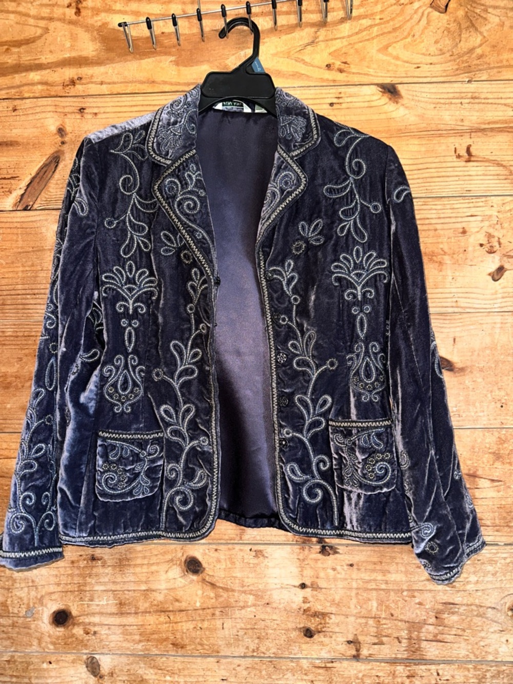 Laura Ashley Purple Crushed Velvet Embroidered Jacket Renaissance Vtg look